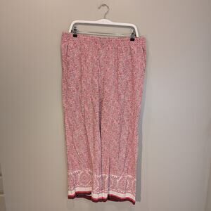 J.Jill Casual Dress Pants Pink Red Paisley Floral Tropical Pockets - Size LT
